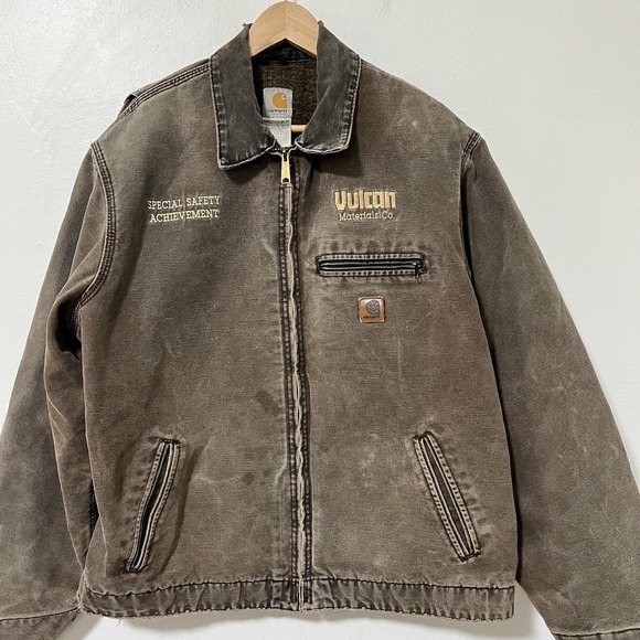 VTG Carhartt Mens Detroit Blanket Lined Canvas Jacket Size XLT Distressed‎ J97 - Picture 2 of 16